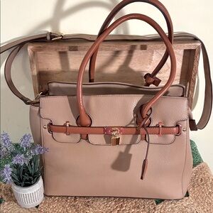 Adrienne Vittadini Tan and Brown Shoulder Bag